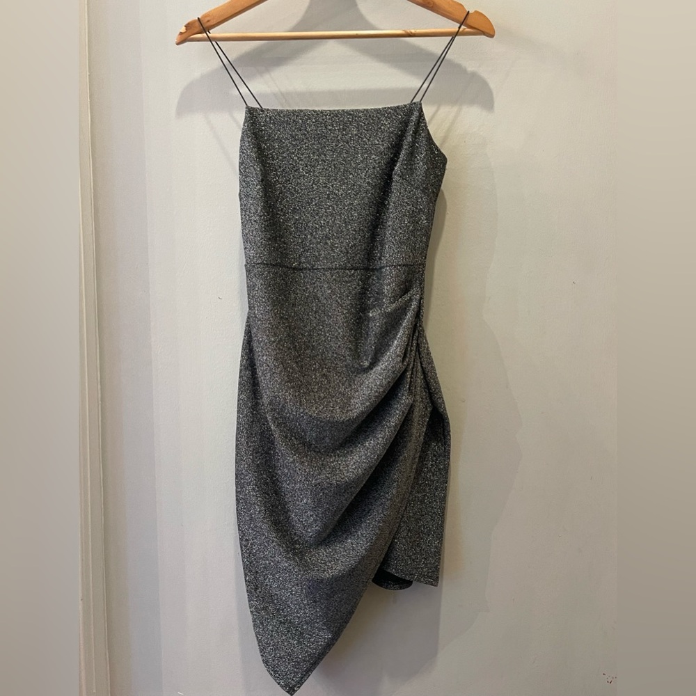 Gray sparkly asymmetrical dress